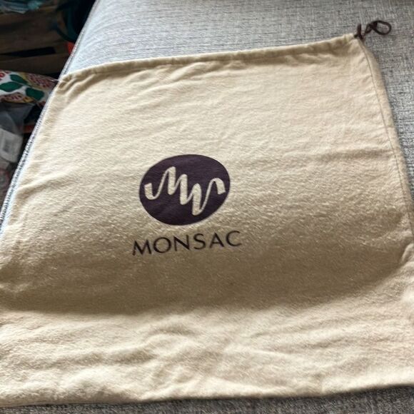 Monsac Dust Cover Logo on Both Sides Felt Drawstring Bag NEW 16.5”x14.5” - Picture 2 of 2